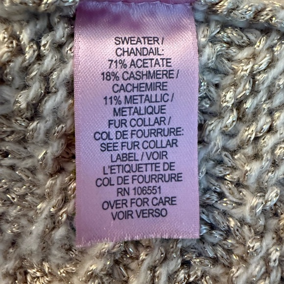 Calypso St Barth cardigan cashmere gold metallic fur cuffs M - Picture 8 of 10